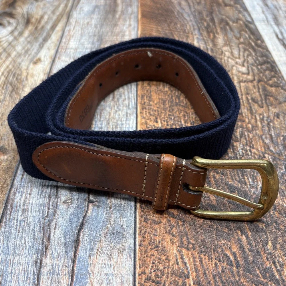 Torino Mens Belt Golf Navy Blue Webbing Leather Solid Brass Size 40